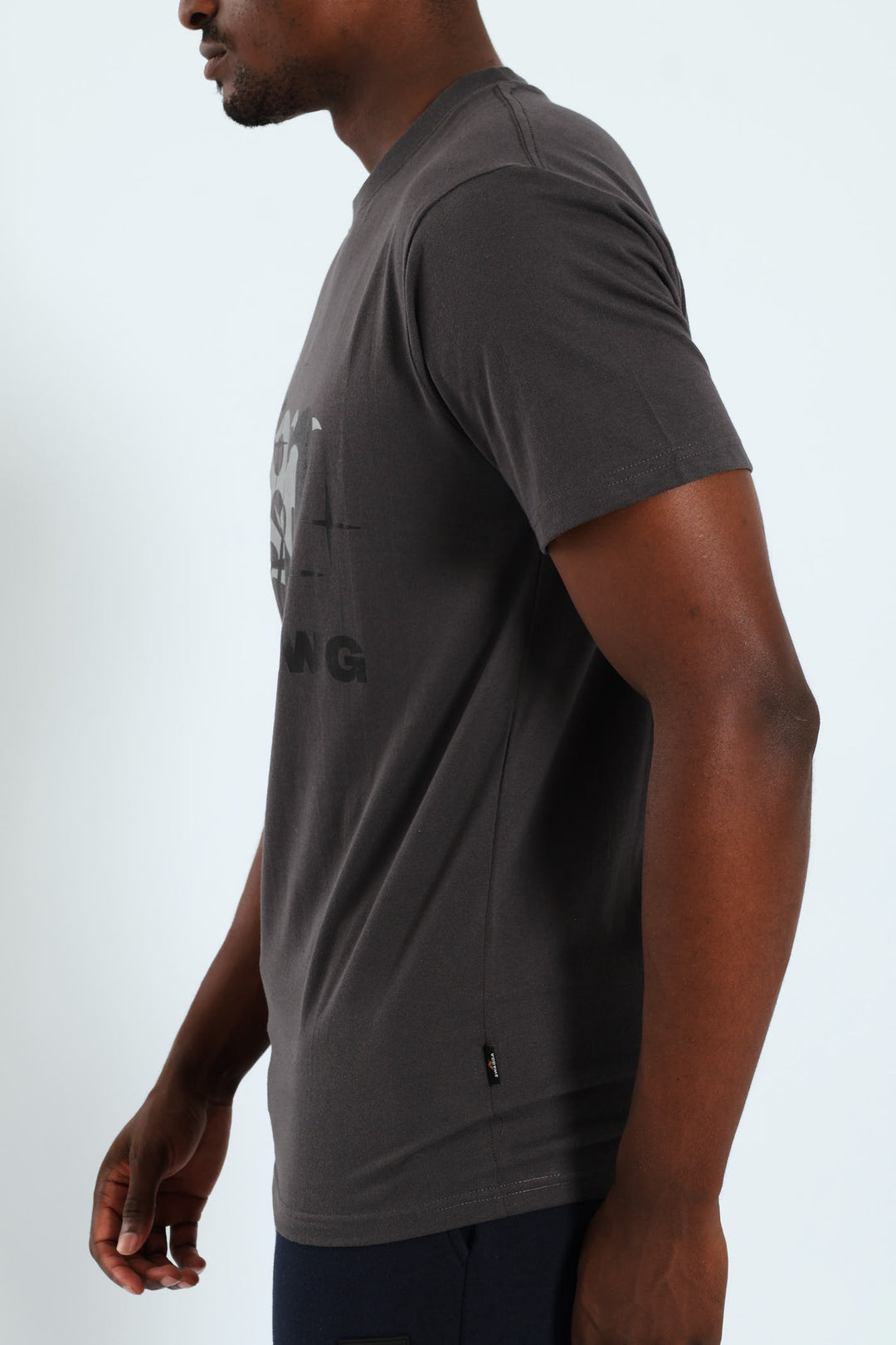 Short Sleeve Basic Print Tee - Charcoal