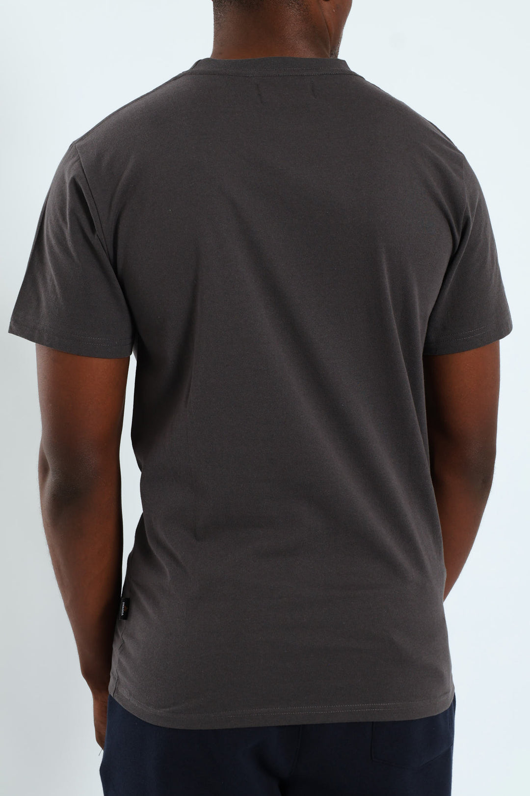 Short Sleeve Basic Print Tee - Charcoal