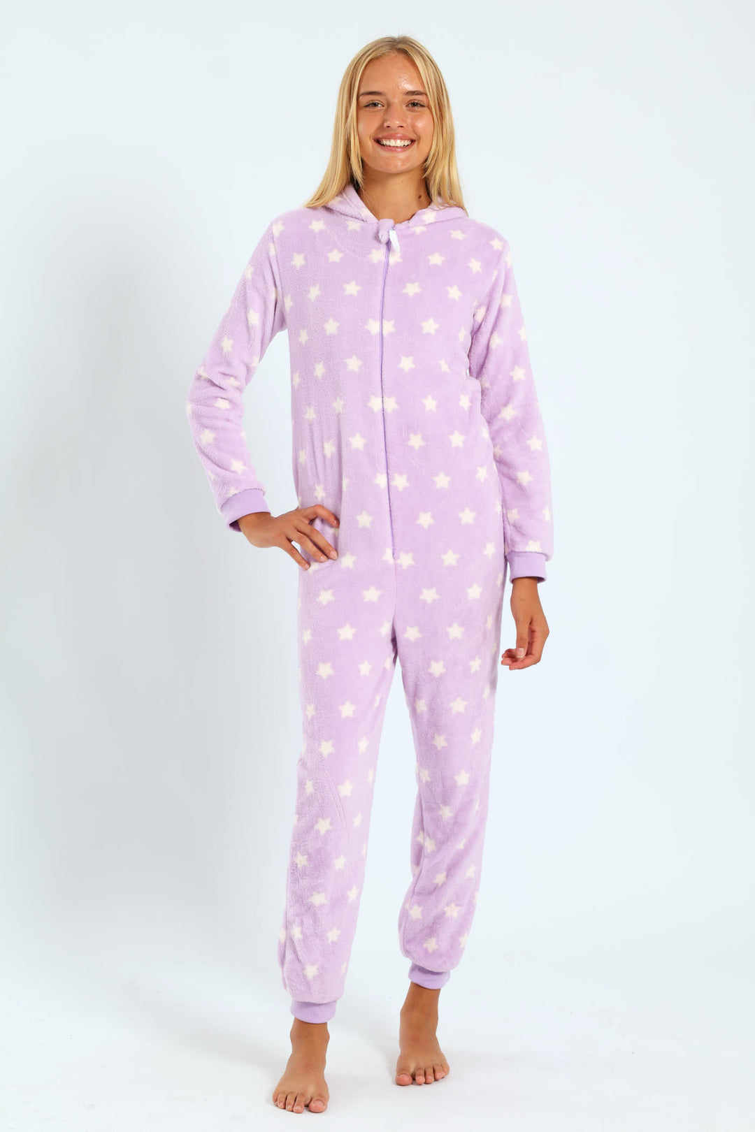 Girls Star Print Onesie - Lilac
