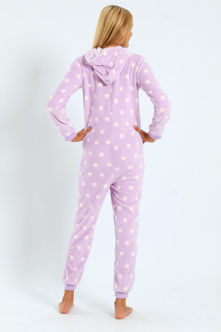 Girls Star Print Onesie - Lilac