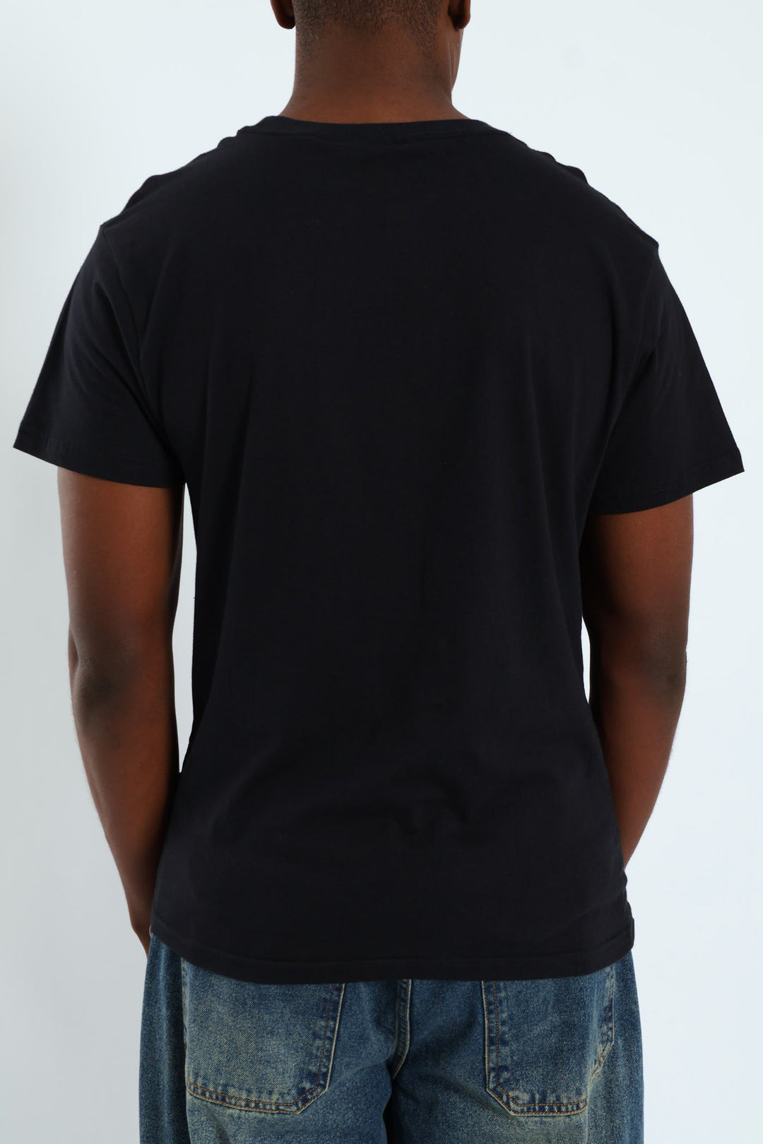 Short Sleeve Basic Print Tee - Black