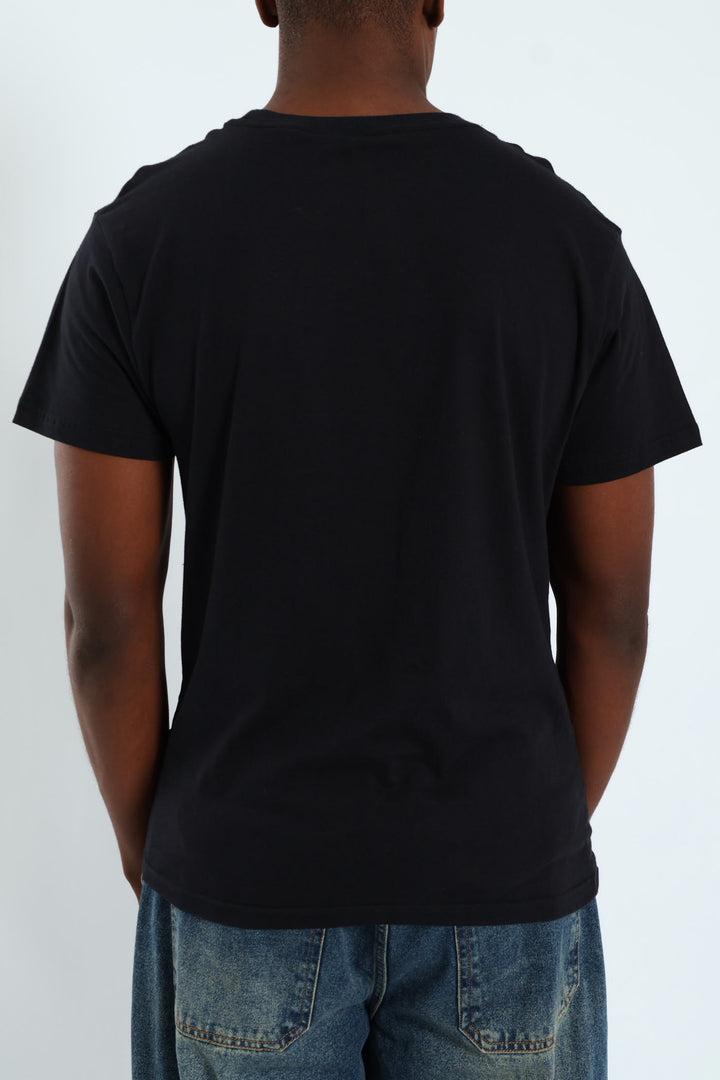 Short Sleeve Basic Print Tee - Black