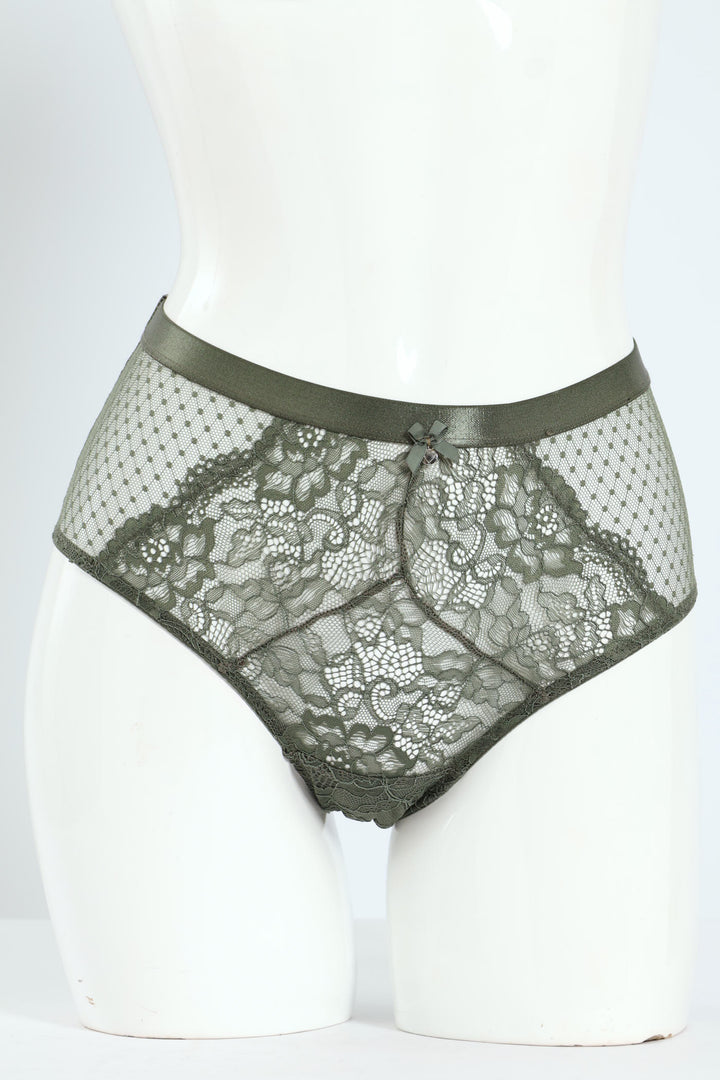 Microfibre Mesh Boyleg Panty - Olive