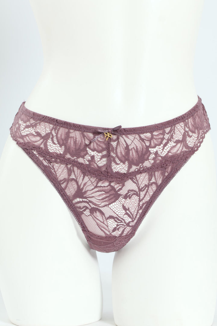 Lace Thong Panty - Plum