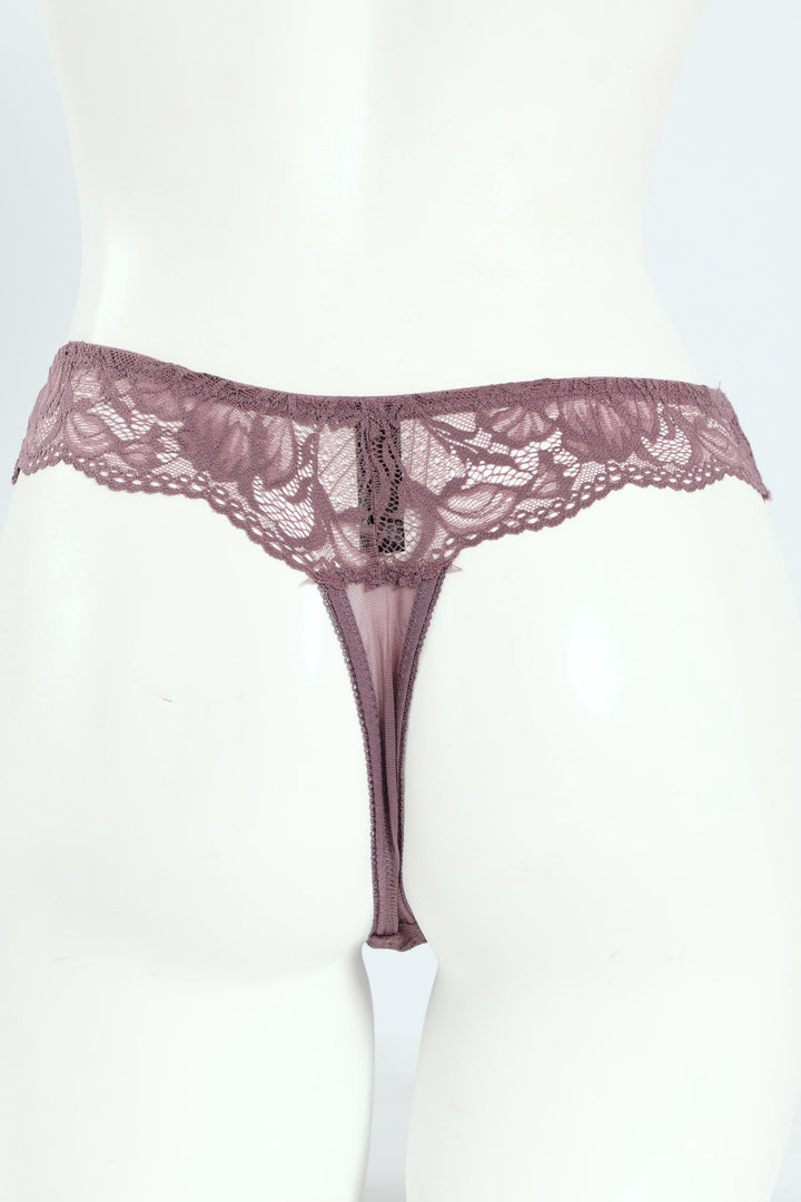 Lace Thong Panty - Plum