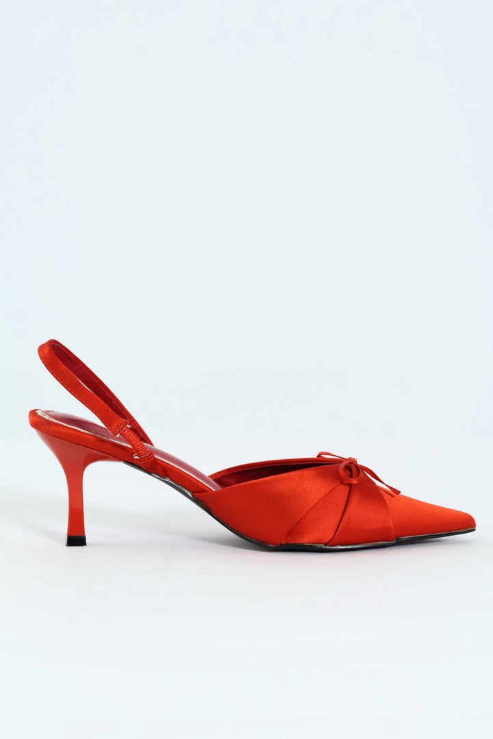Pointy Bowed Slingback Heel - Rust