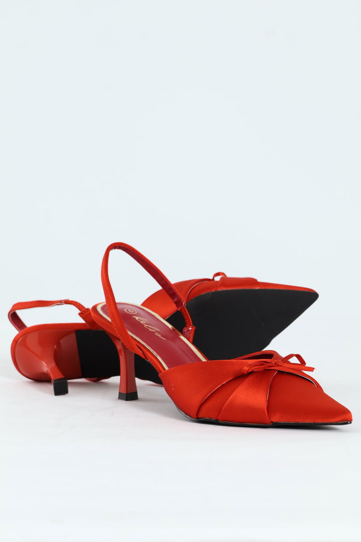 Pointy Bowed Slingback Heel - Rust