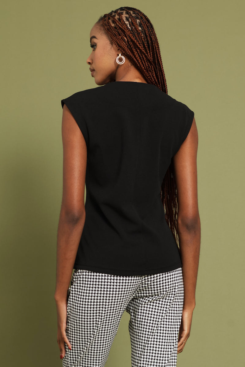 V-Neck Button Through Waistcoat - Black