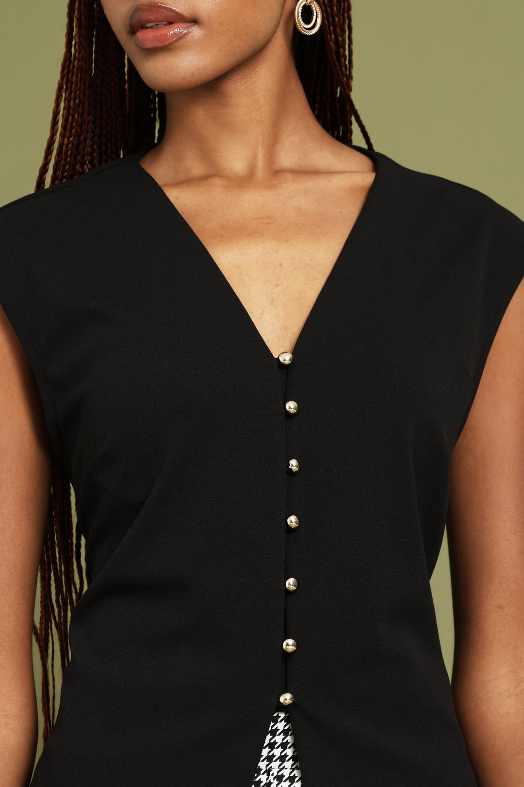 V-Neck Button Through Waistcoat - Black