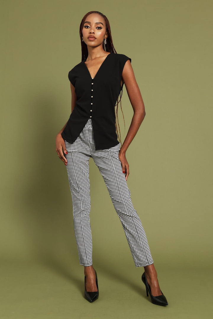Smart Houndstooth Skinny Pant - Black/White