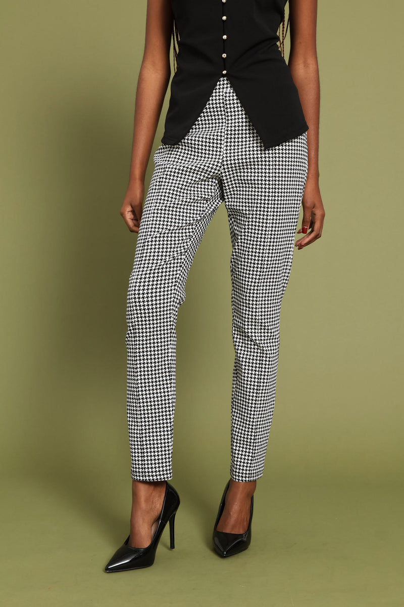 Smart Houndstooth Skinny Pant - Black/White