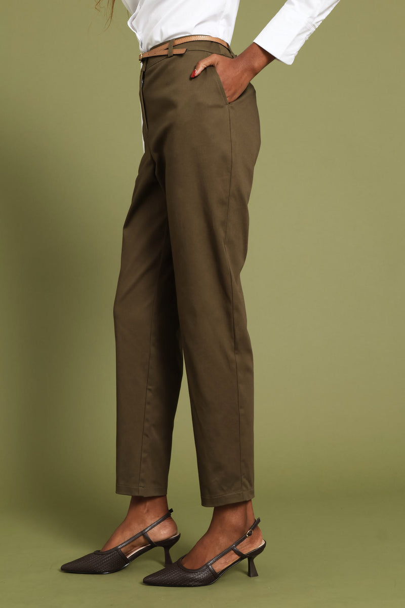 Chino Belted Pant - Olive