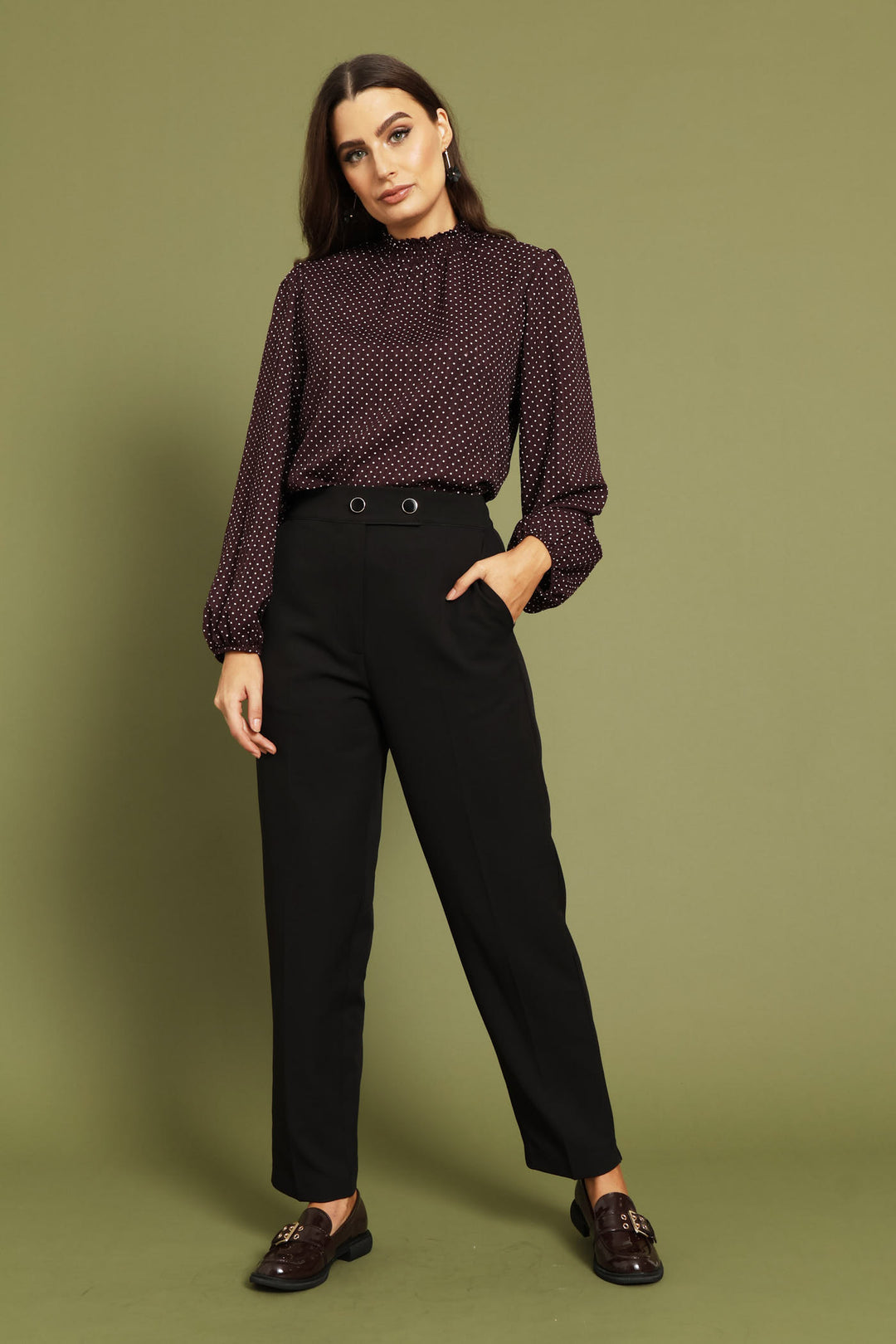 Hineck Polka Dot Blouse - Burgundy