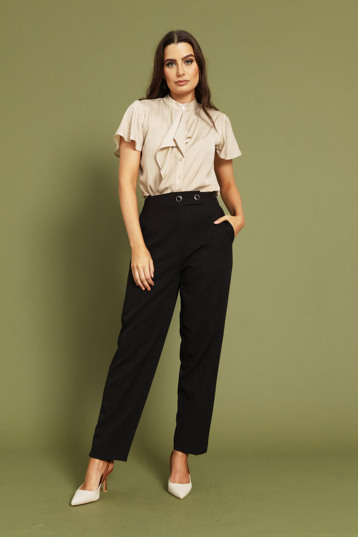 Ruffle Satin Shirt - Champagne
