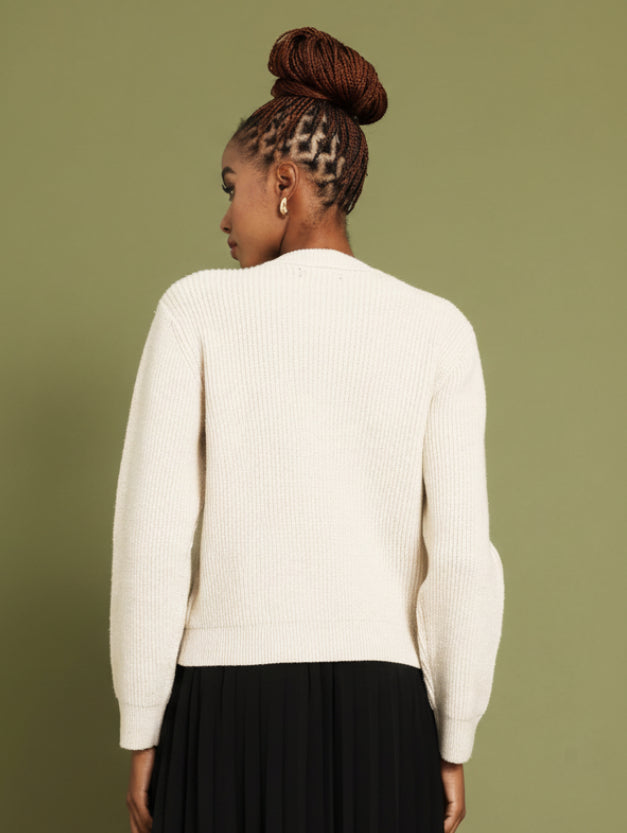 Long Sleeve Bow Detail Cardigan - Oatmeal