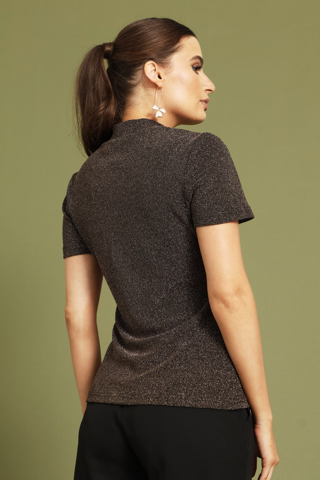 Hi-Neck Shimmer Blouse - Gold