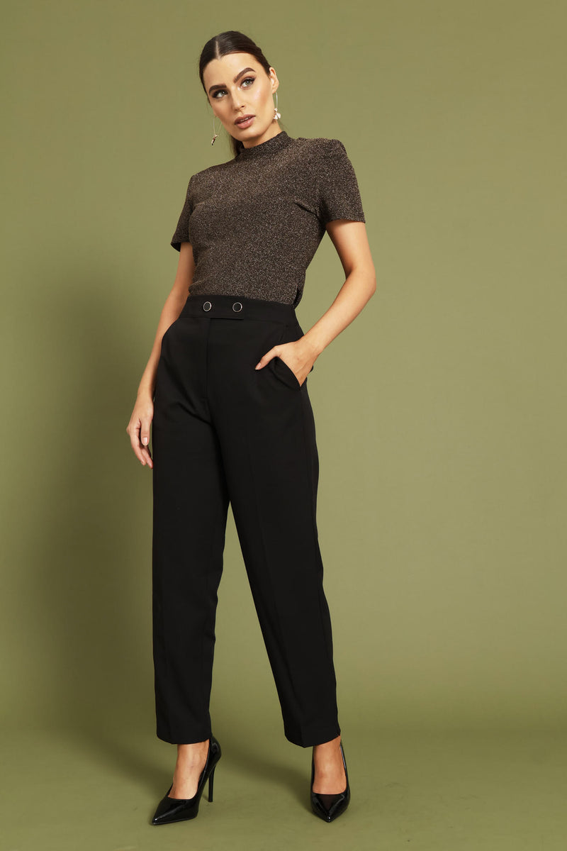 Hi-Neck Shimmer Blouse - Gold