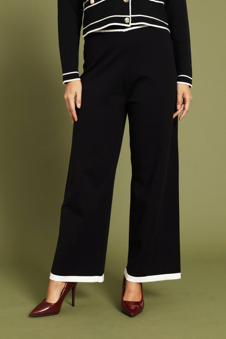 Preppy Contrast Knitwear Pant - Black/White