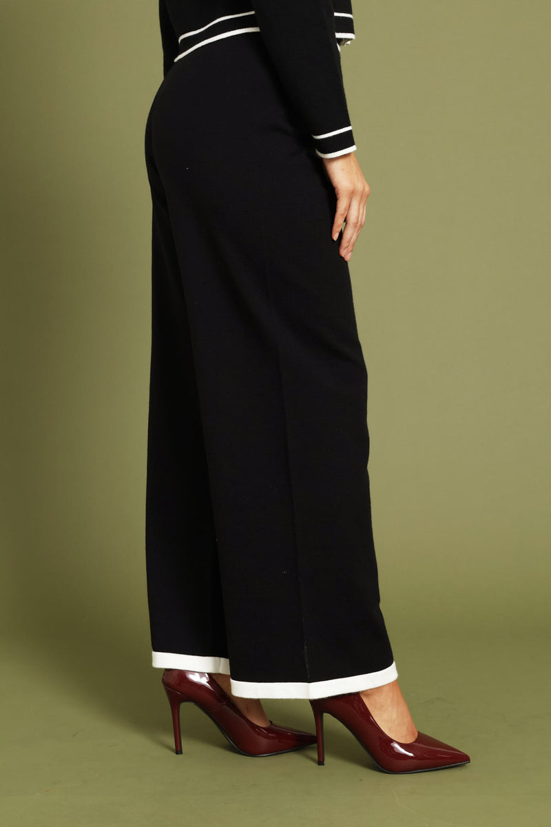 Preppy Contrast Knitwear Pant - Black/White