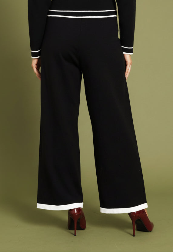 Preppy Contrast Knitwear Pant - Black/White