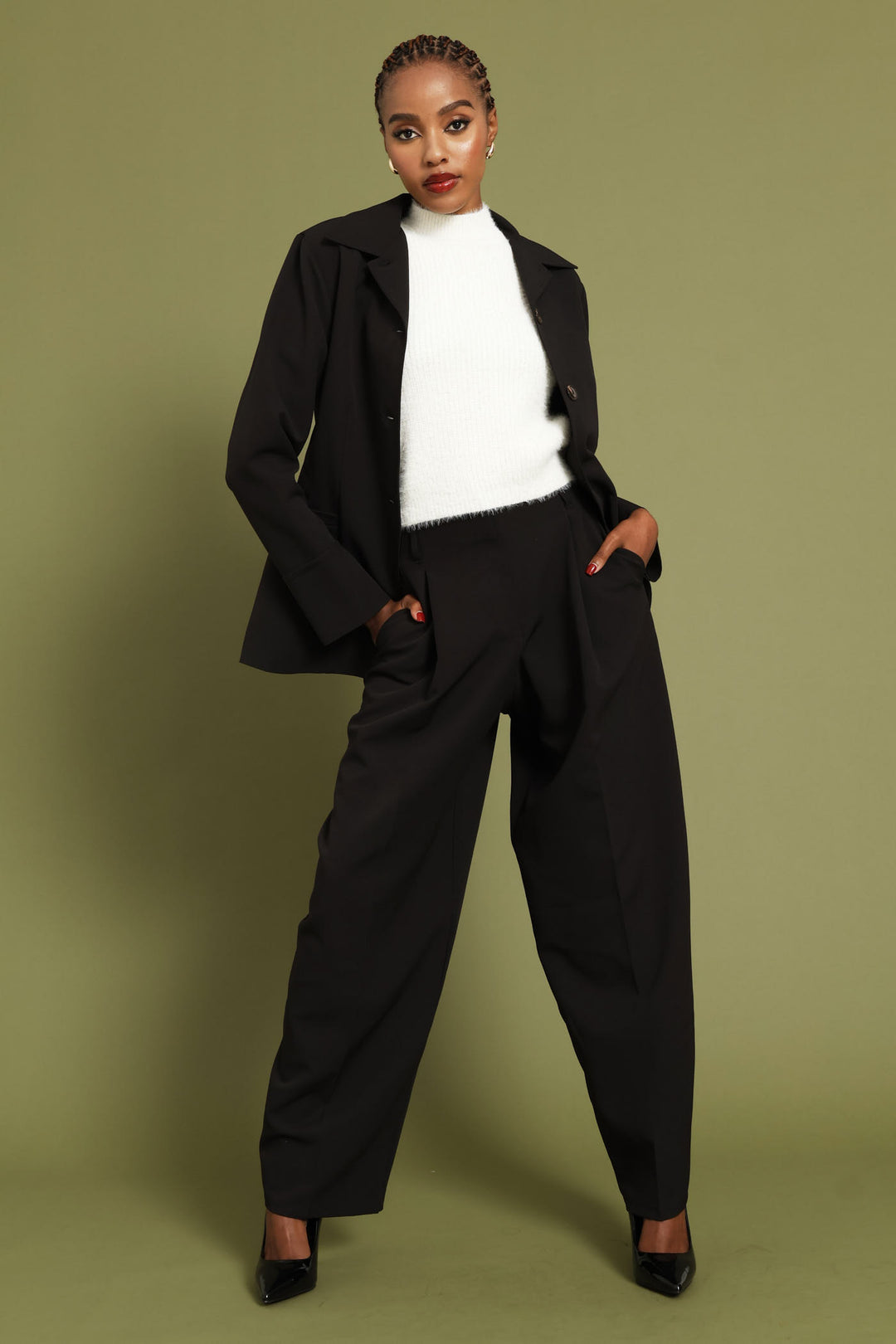 Notch Hem Blazer - Black