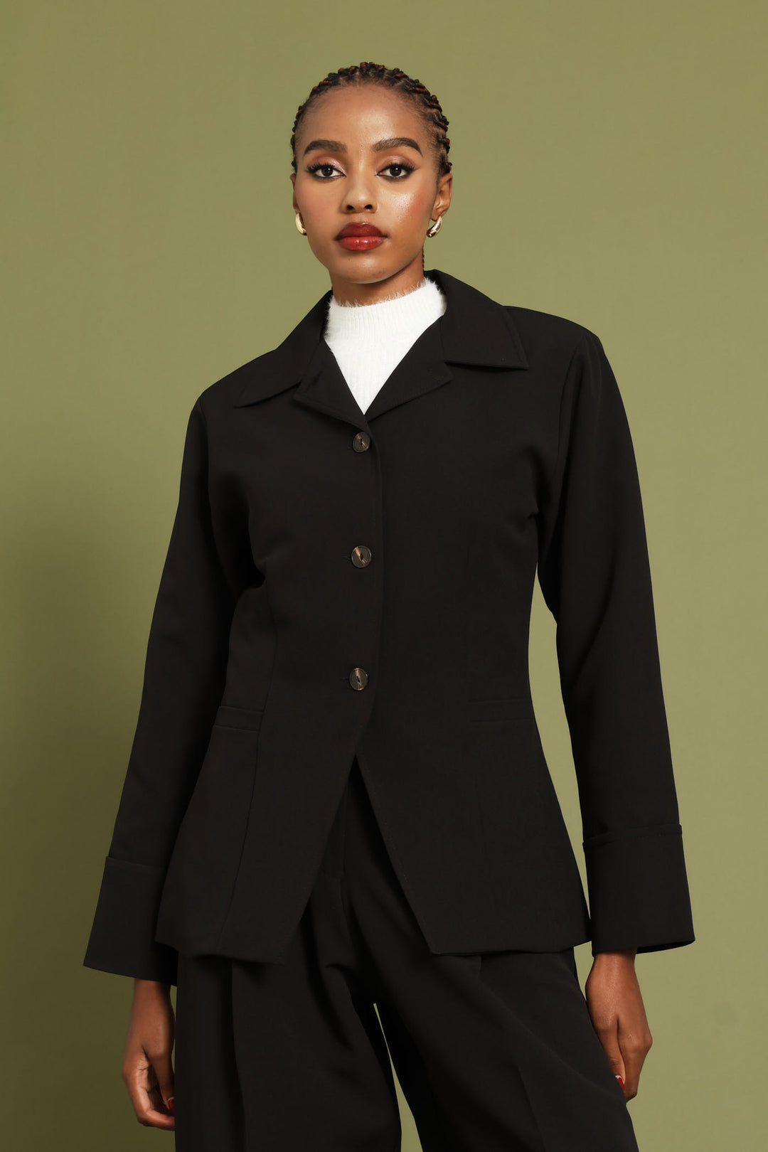 Notch Hem Blazer - Black