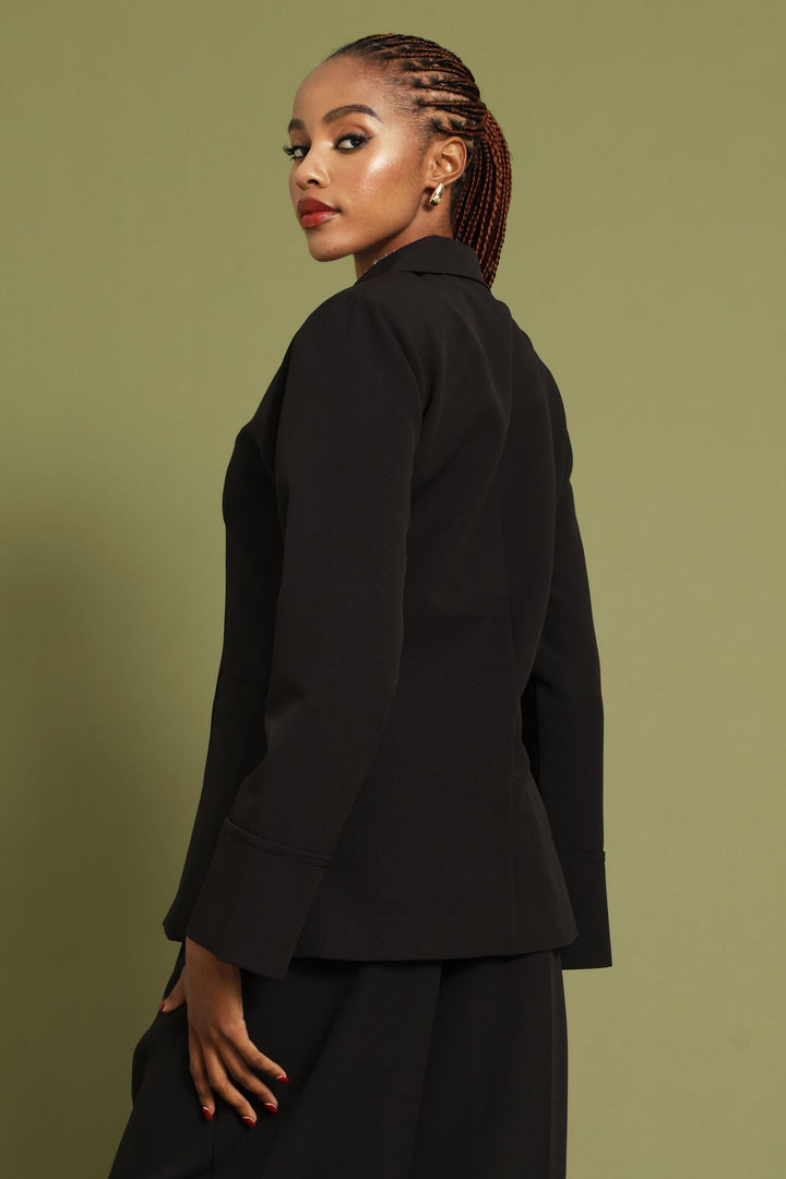 Notch Hem Blazer - Black