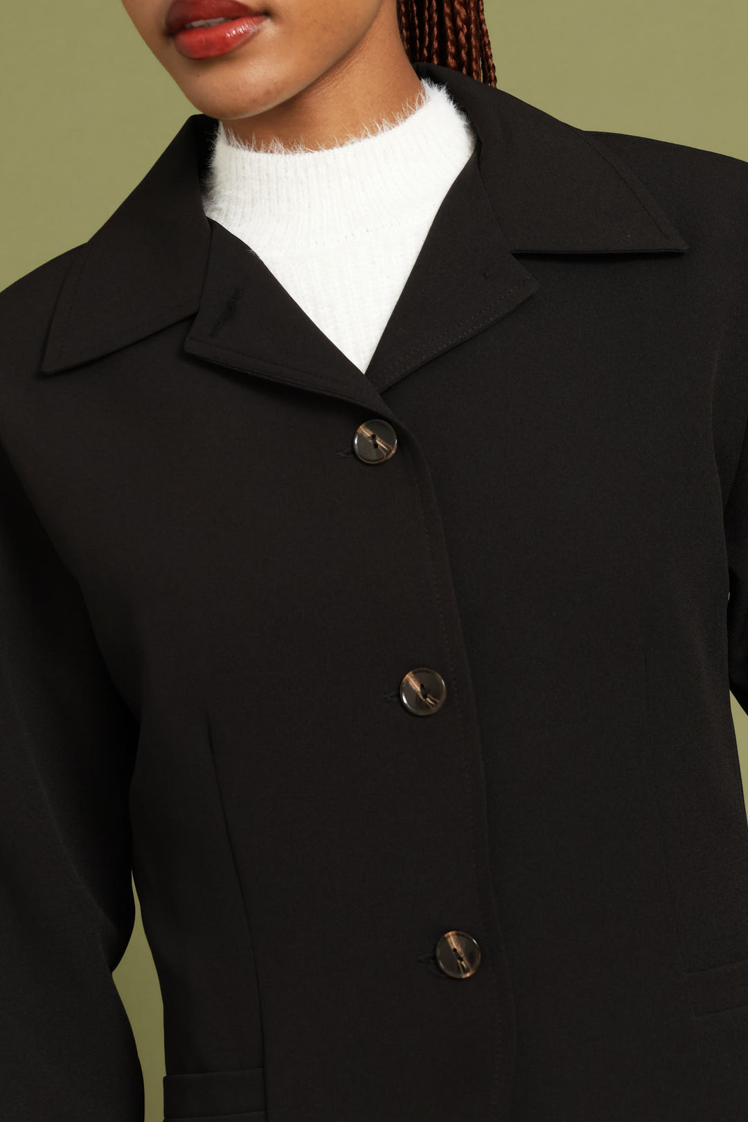 Notch Hem Blazer - Black