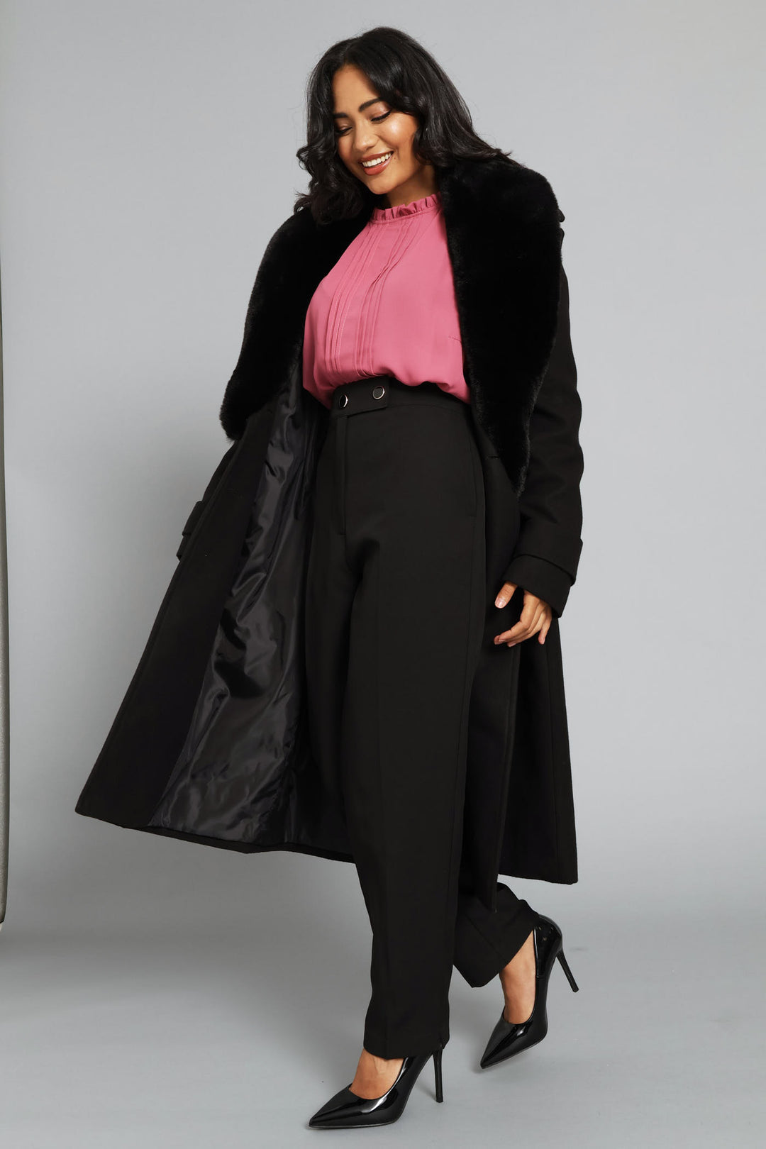 Pin Tuck Flutter Sleeve Blouse - Blush