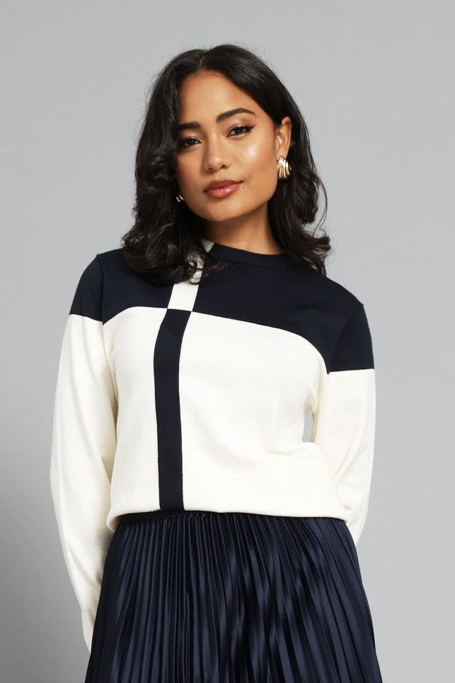 Long Sleeve Monochrome Pullover - Dark Navy