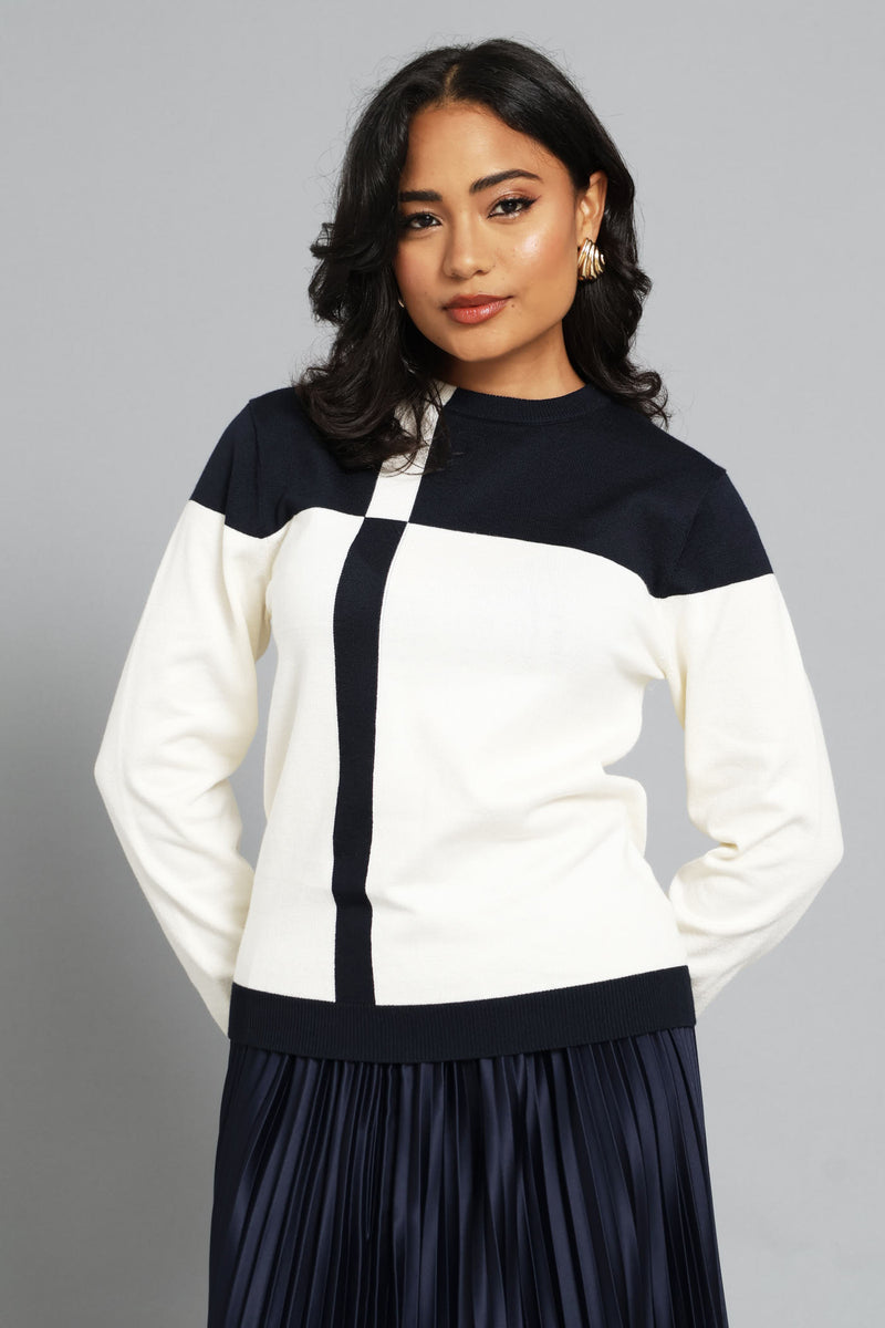 Long Sleeve Monochrome Pullover - Dark Navy
