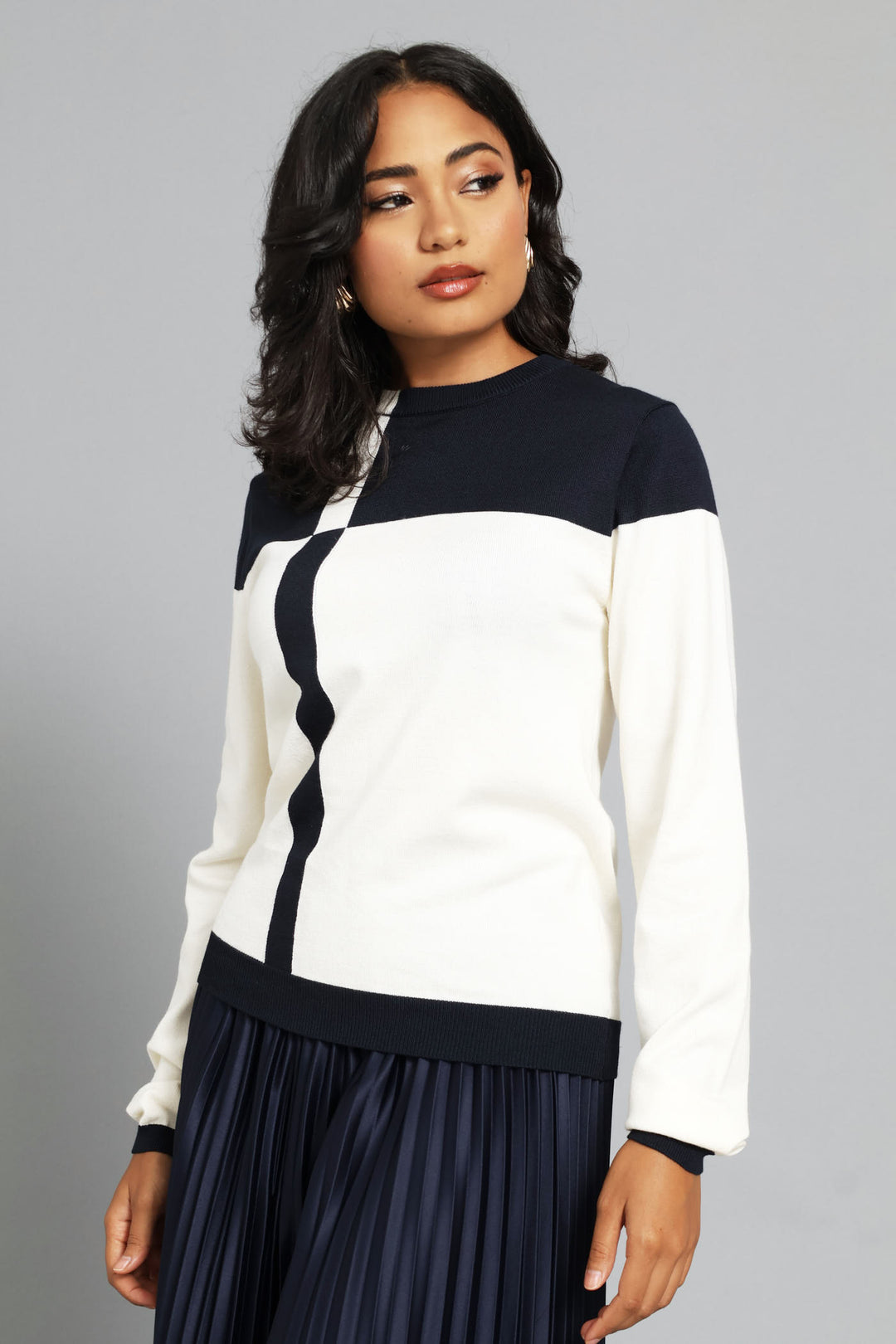 Long Sleeve Monochrome Pullover - Dark Navy
