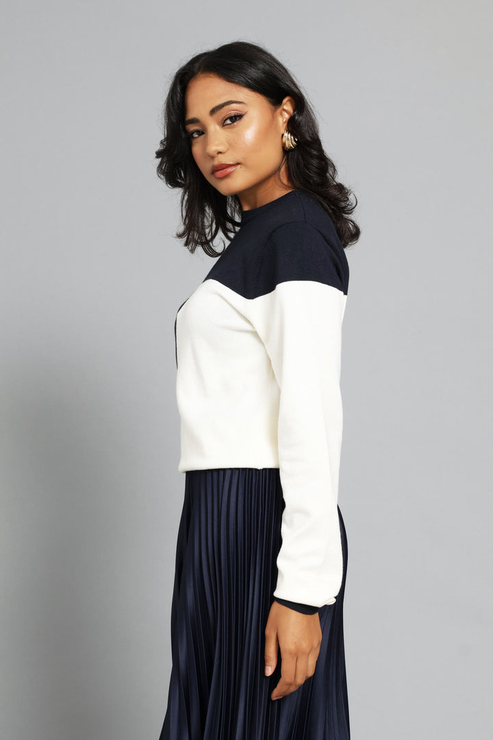 Long Sleeve Monochrome Pullover - Dark Navy
