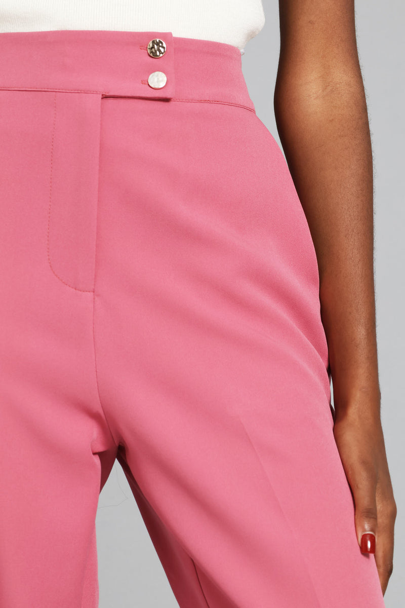 Double Button Extended Tab Tapered Leg Pant - Blush