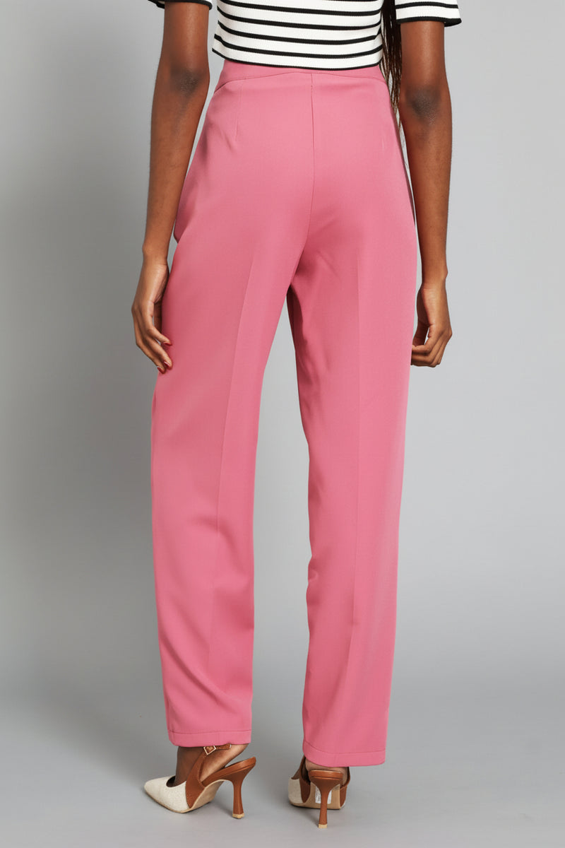 Double Button Extended Tab Tapered Leg Pant - Blush