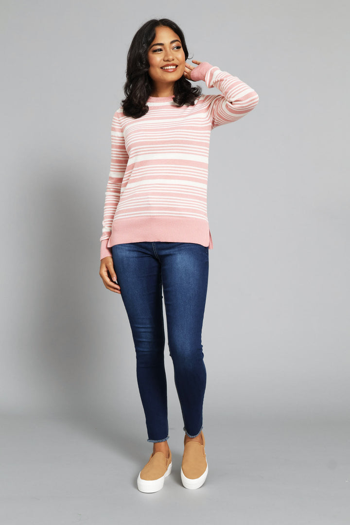 Striped Pullover - White/Pink