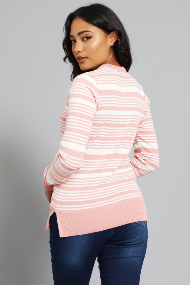 Striped Pullover - White/Pink