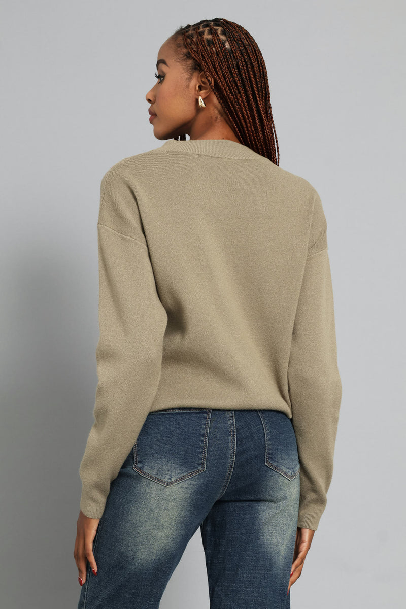 Luxe Academia Plain Turtleneck Pullover - Light Fatigue