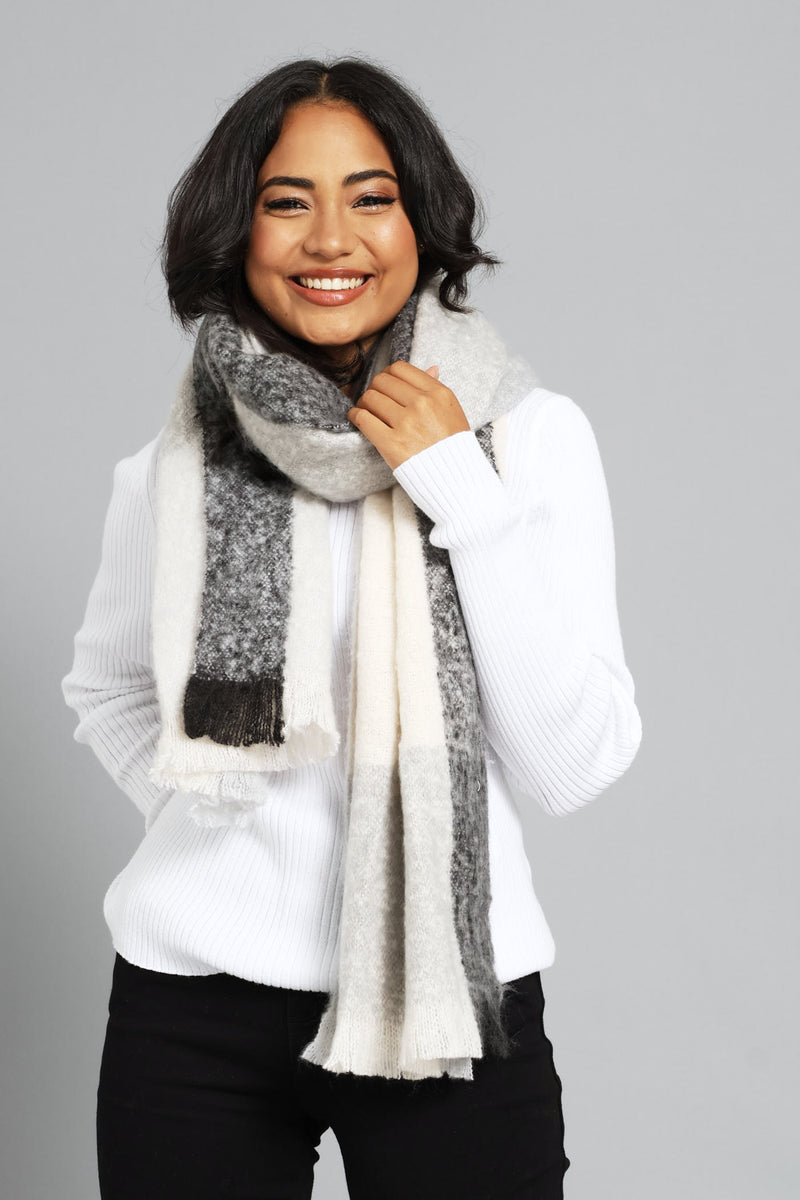 Winter Scarf - Black/Grey/Cream