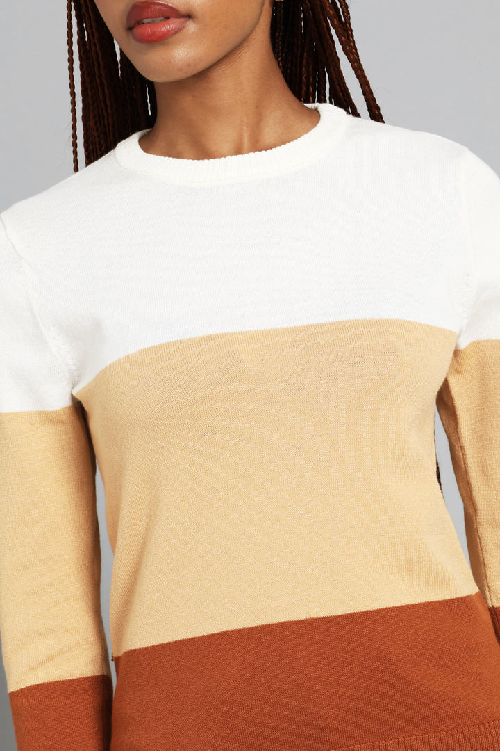 Colourblock Pullover - Caramel/Cream