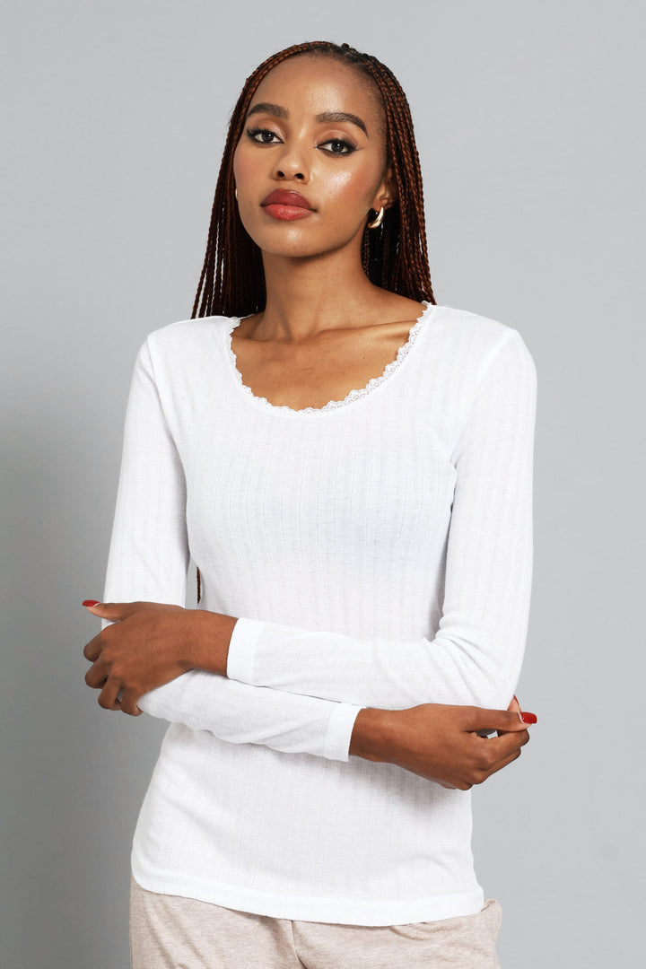 2 Pack Long Sleeve Thermal Spencer Slip - White/Beige