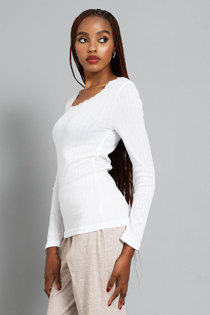 2 Pack Long Sleeve Thermal Spencer Slip - White/Beige
