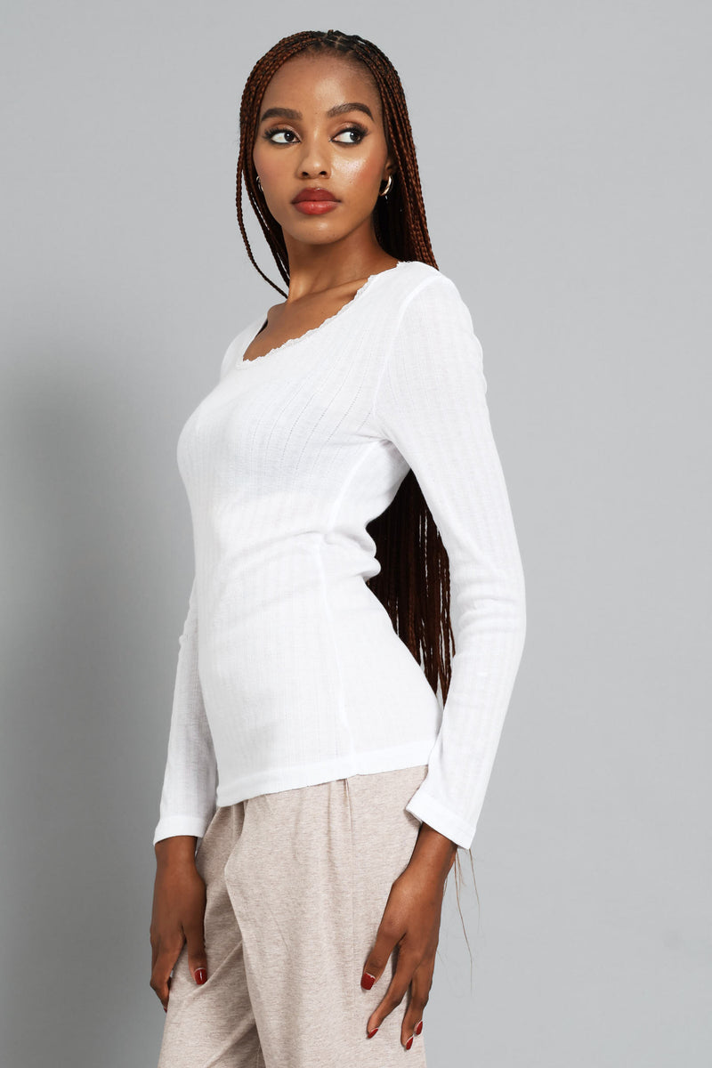 2 Pack Long Sleeve Thermal Spencer Slip - White/Beige