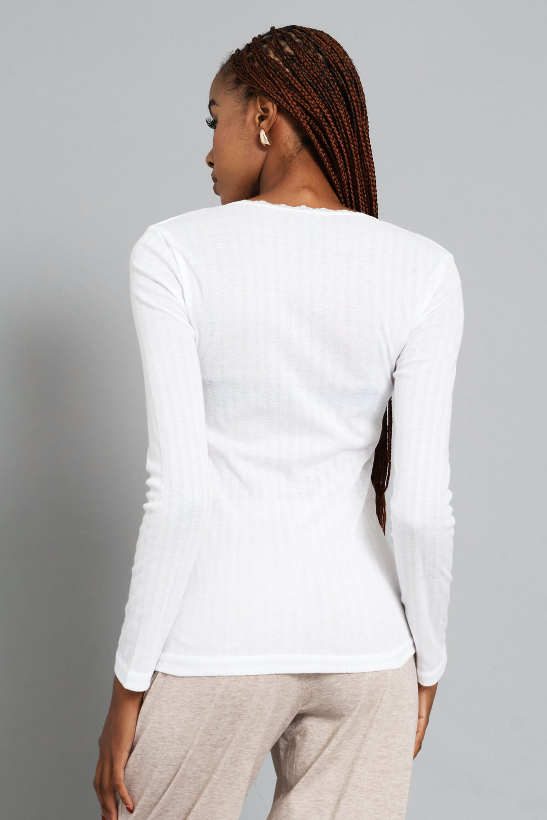 2 Pack Long Sleeve Thermal Spencer Slip - White/Beige