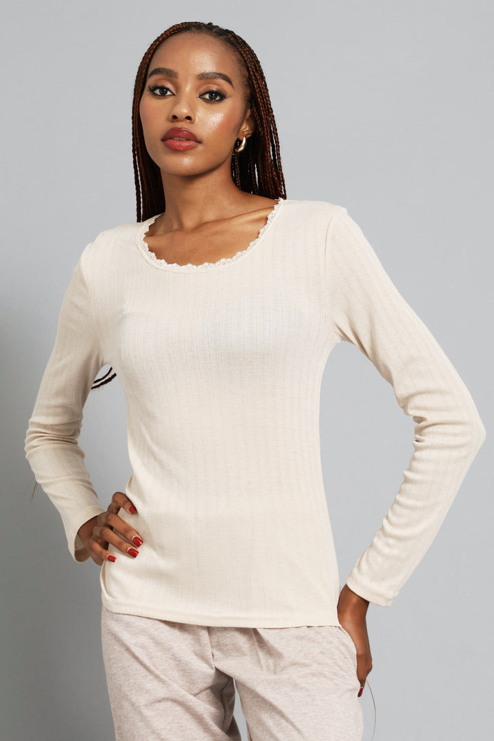 2 Pack Long Sleeve Thermal Spencer Slip - White/Beige