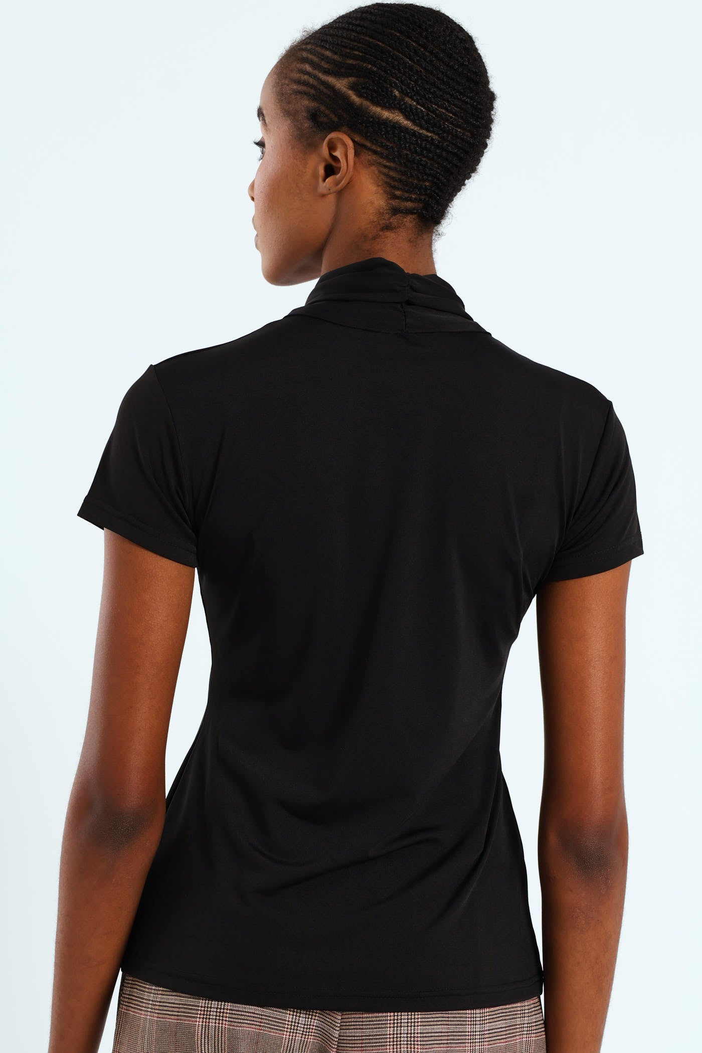 Ladies Pleated Tie Up Trim Blouse - Black – Edgars