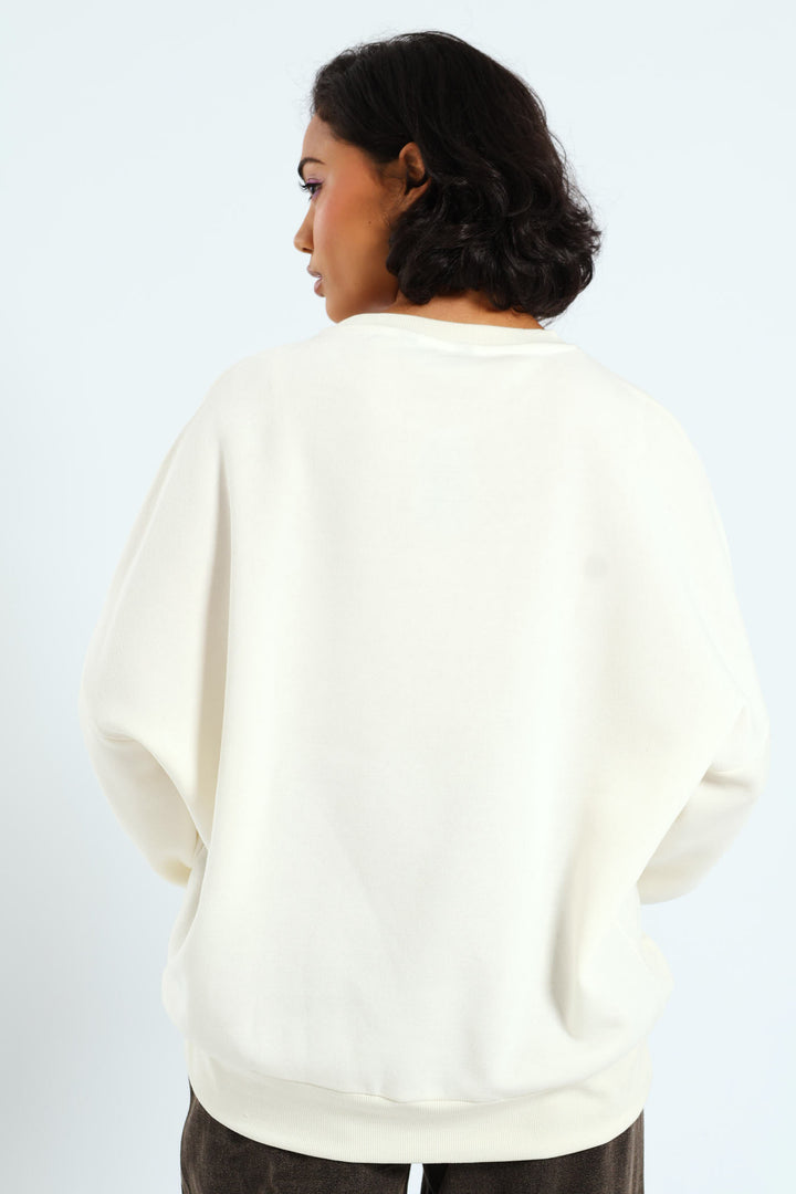 Oversized Crew Rodeo Sweater - Cream