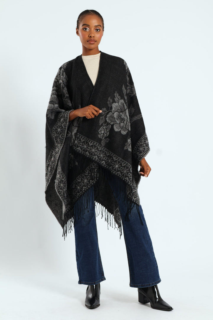 Floral Wrap - Dark Grey