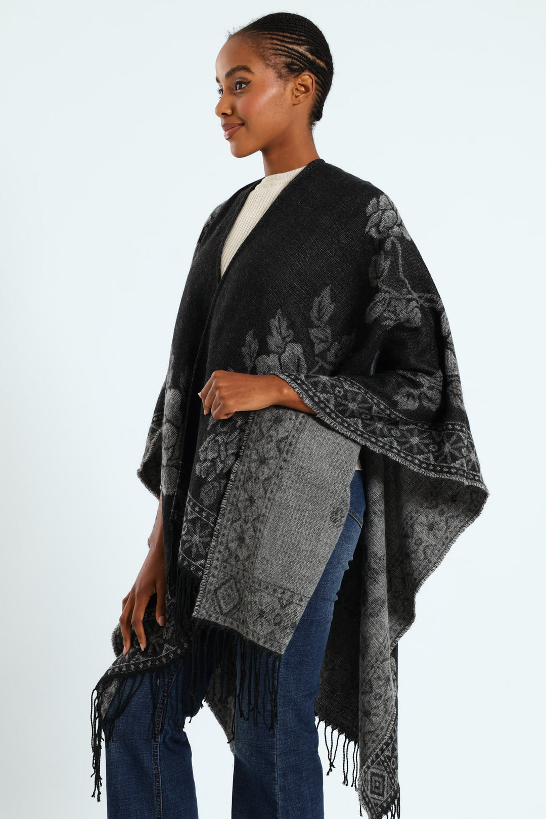 Floral Wrap - Dark Grey