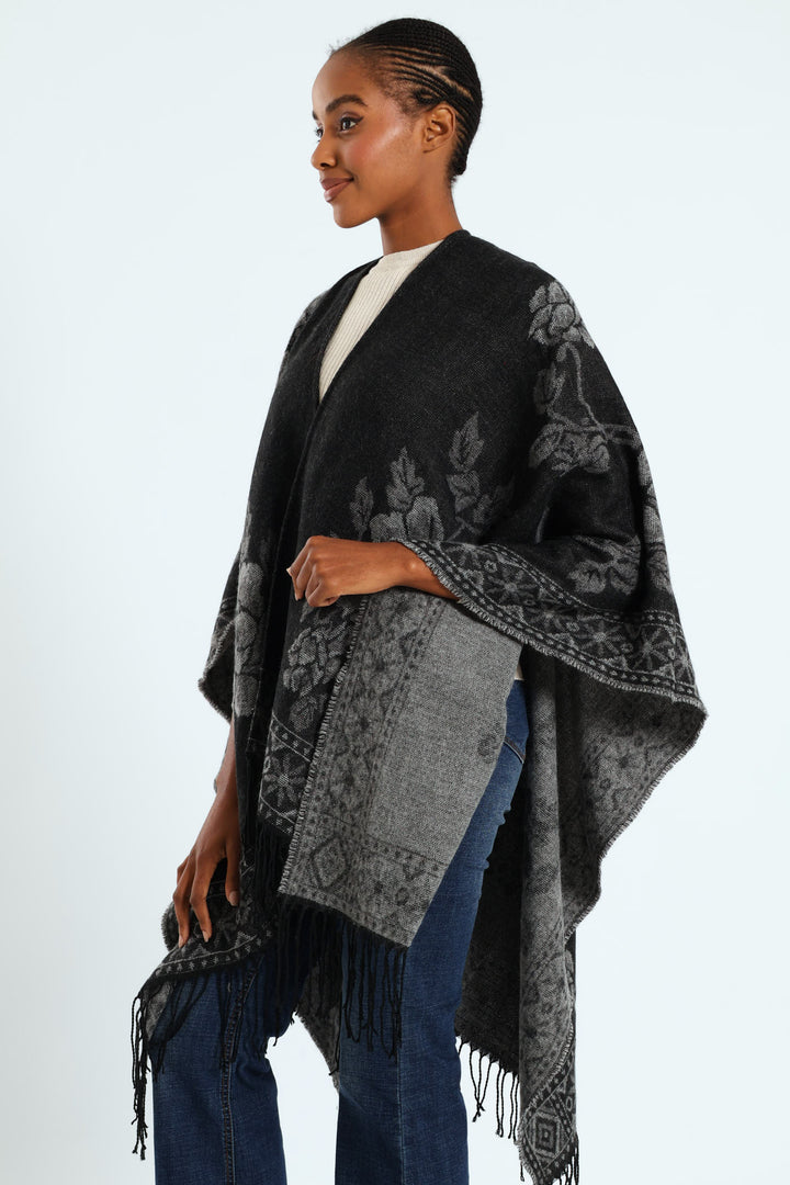 Floral Wrap - Dark Grey